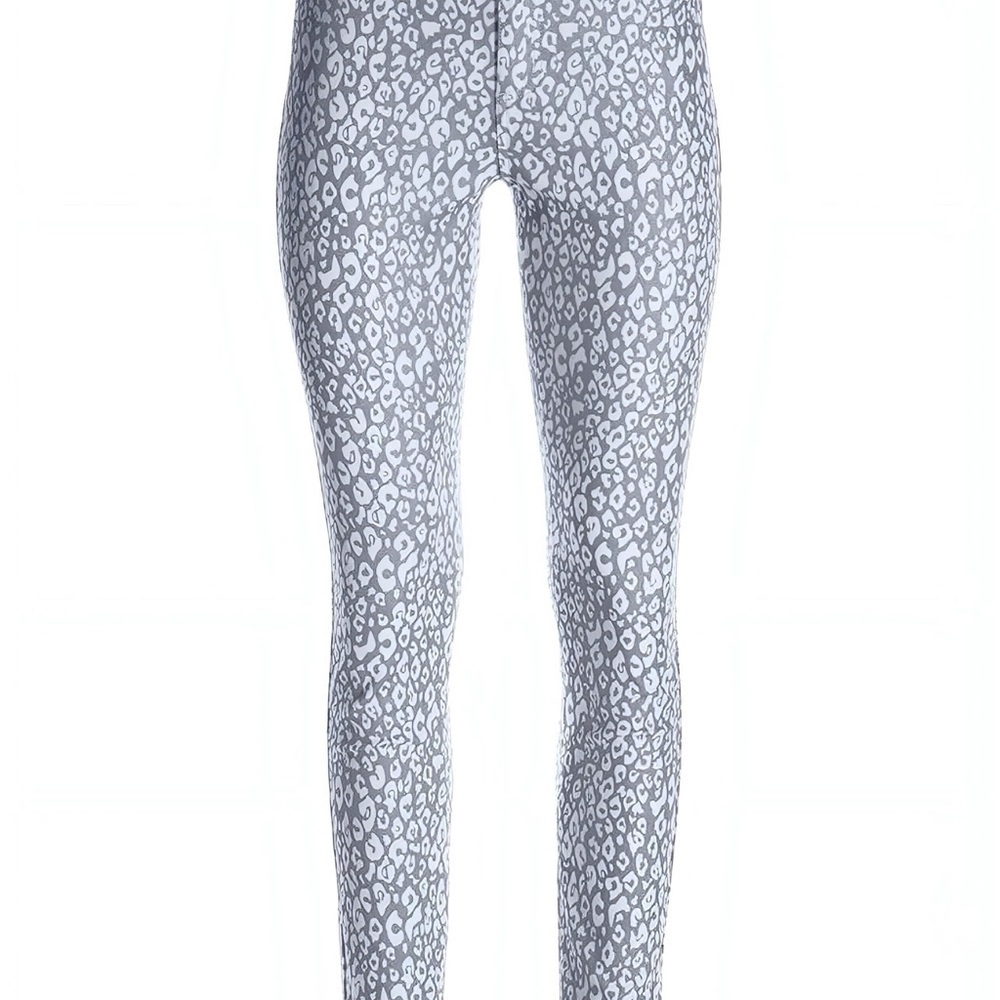 Boston Proper Metallic Snow Leopard Print Crop Jean Mob Wife Stretch High Rise 6